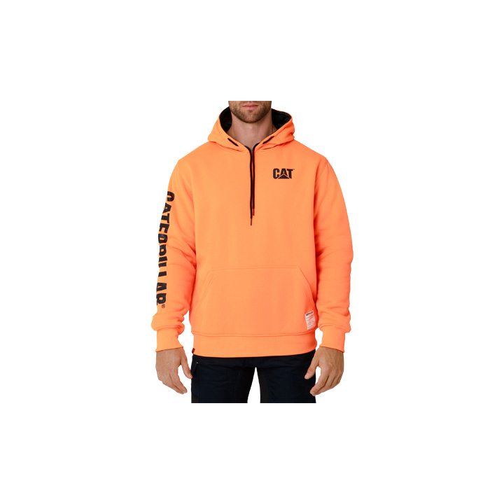 Men's Caterpillar Reversible Banner Hoodies Black/Orange Ireland EVBM26985